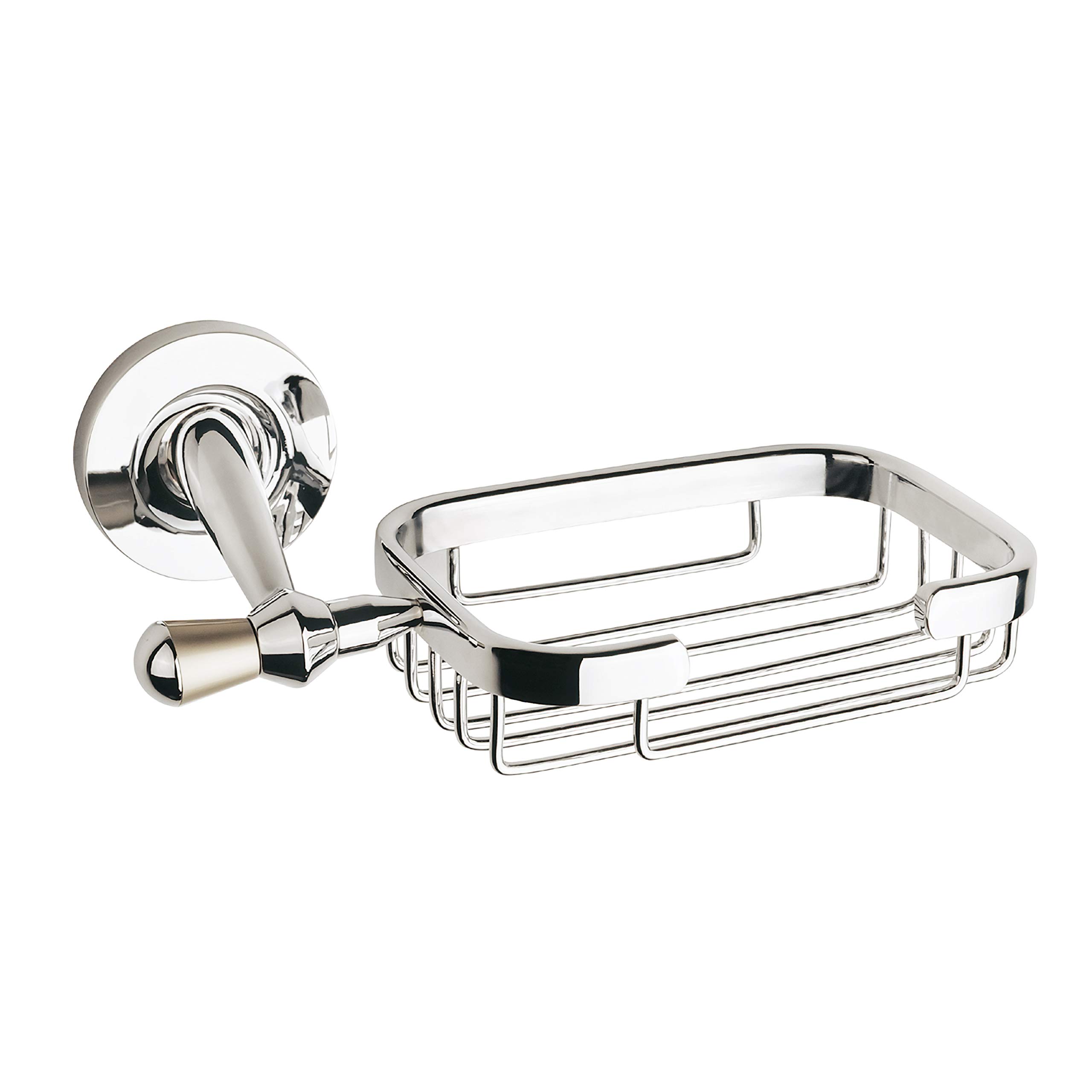 URBN design - Nolde Series - Contemporary 8 Inch Wall-Mounted Wire Soap Basket Shower Caddy Two-Tone Polished Chrome