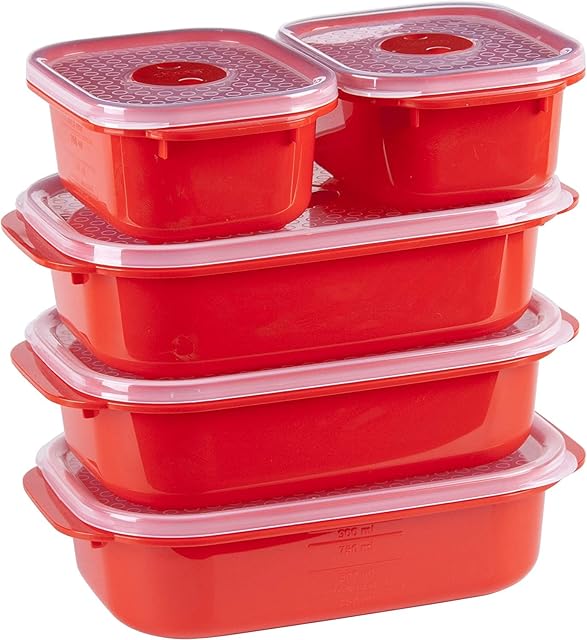 Décor Microsafe Oblong Set 5 pack | 2 x 375ml, 3 x 900ml Microwave Containers | BPA free | Steam Release Vent |Dishwasher safe