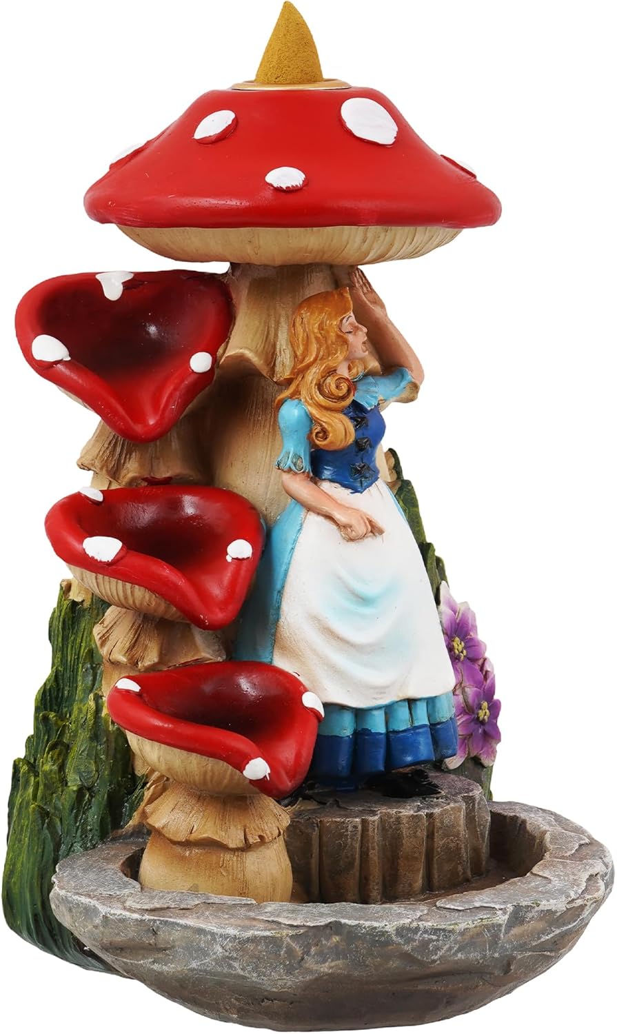 Fantasy Gifts Alice & Mushroom Backflow Burner – 7 Inch Fantasy Waterfall Décor Accent | Whimsical Alice-Inspired Tabletop Decoration for Meditation & Themed Home Décor