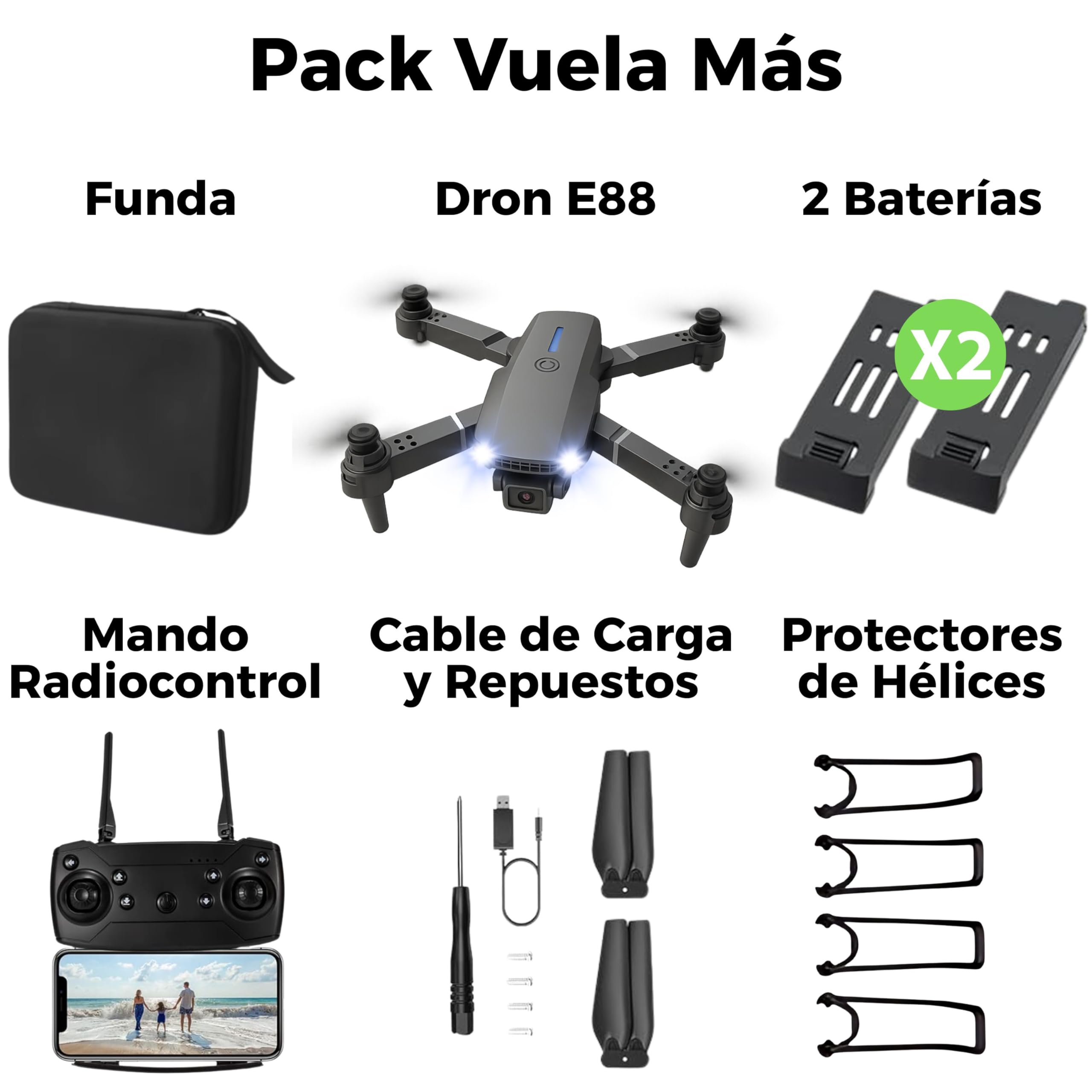 Dron con Camara 720p y 3 Modos de Potencia. Dron para Principiantes con 2 Baterías y 20 Minutos de Vuelo. Drone con Fácil Manejo desde App Gratis. Dron para Niños y Adultos Fácil de Volar con Giros 3D