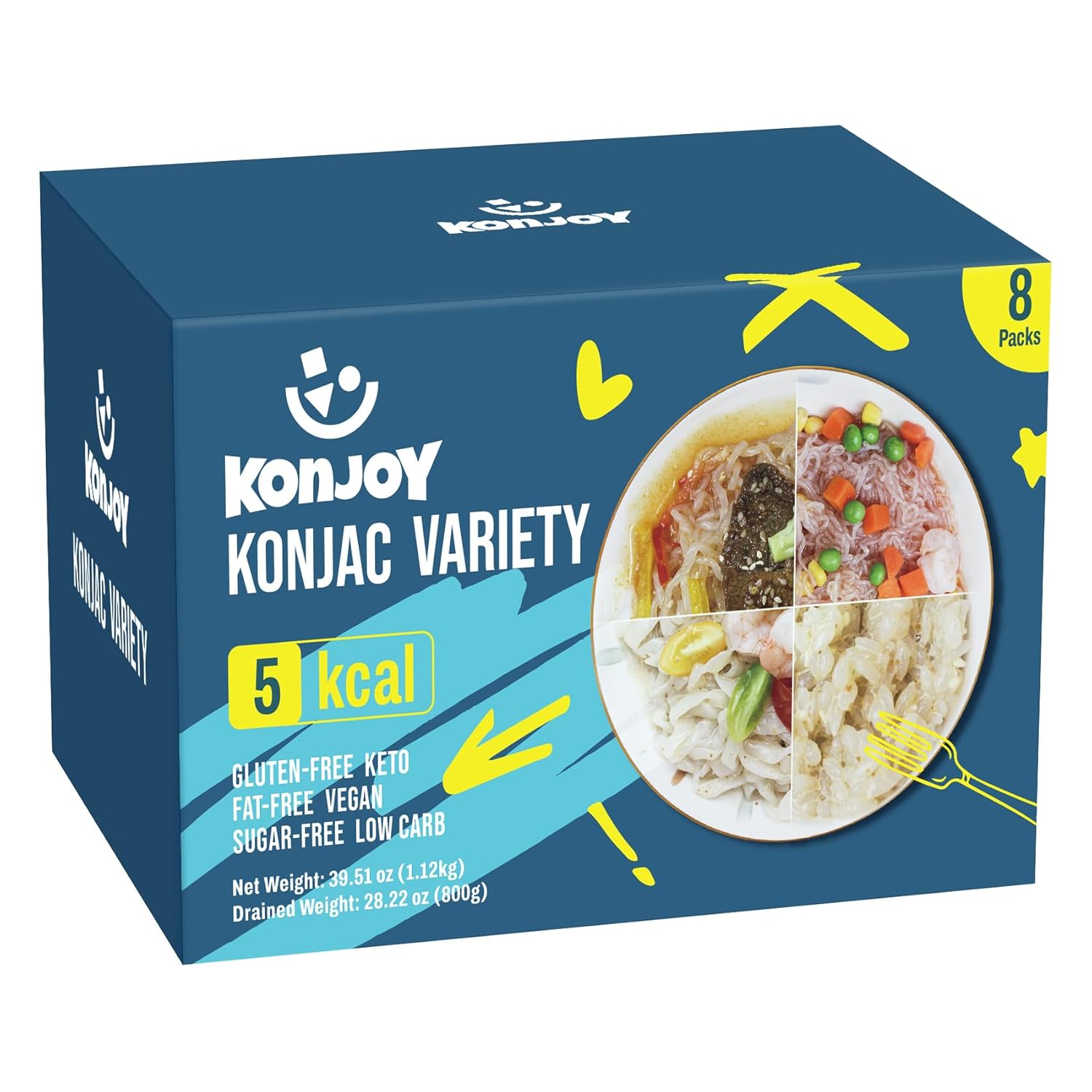 Pack Variedad de Fideos Konjac Shirataki KONJOY, 8 Unidades