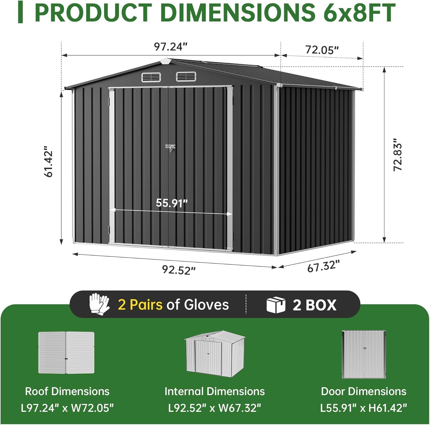 Metal Storage Shed & Outdoor Storage, Outdoor Steel Storages Shed with Sloping Roof, Utility and Tool Garden Sheds for Patio Lawn Yard
