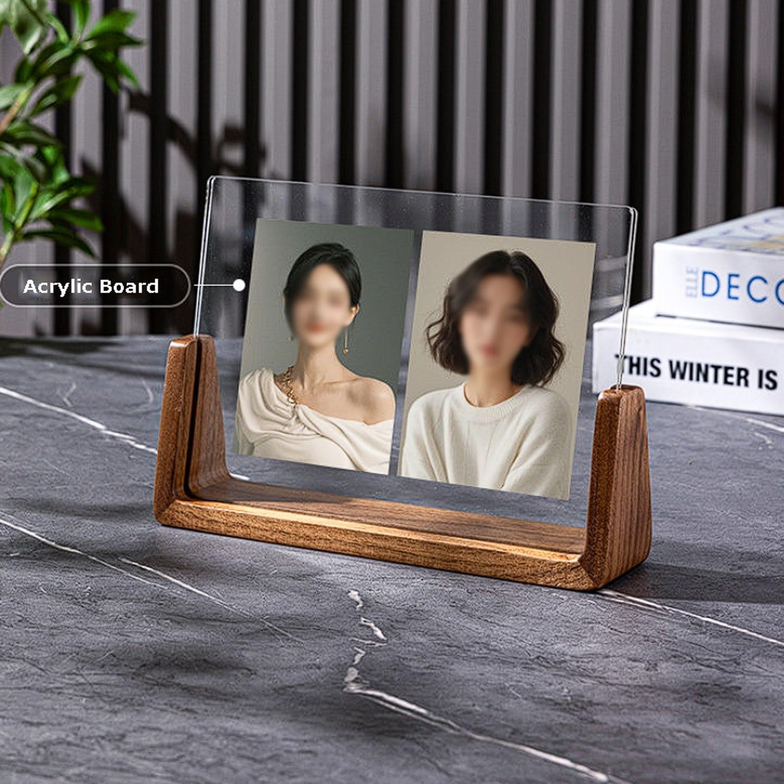 esmen Marco de fotos de madera maciza con acrílico transparente, marco en forma de U en madera de nogal negro for fotos de 6" a 10" y A4 fotografía(Walnut,A4)