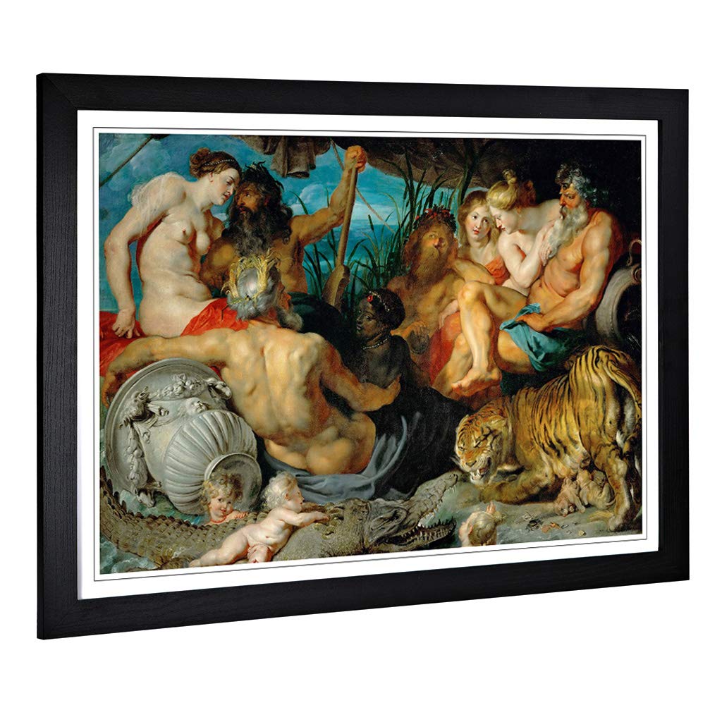 Big Box Art Framed Print of Peter Paul Rubens The Four Continents Design | Wall Art Picture | Home Decor for Kitchen, Living Room, Bedroom, Hallway, Black, A2 / 24.5x18 Inch / 62x45cm