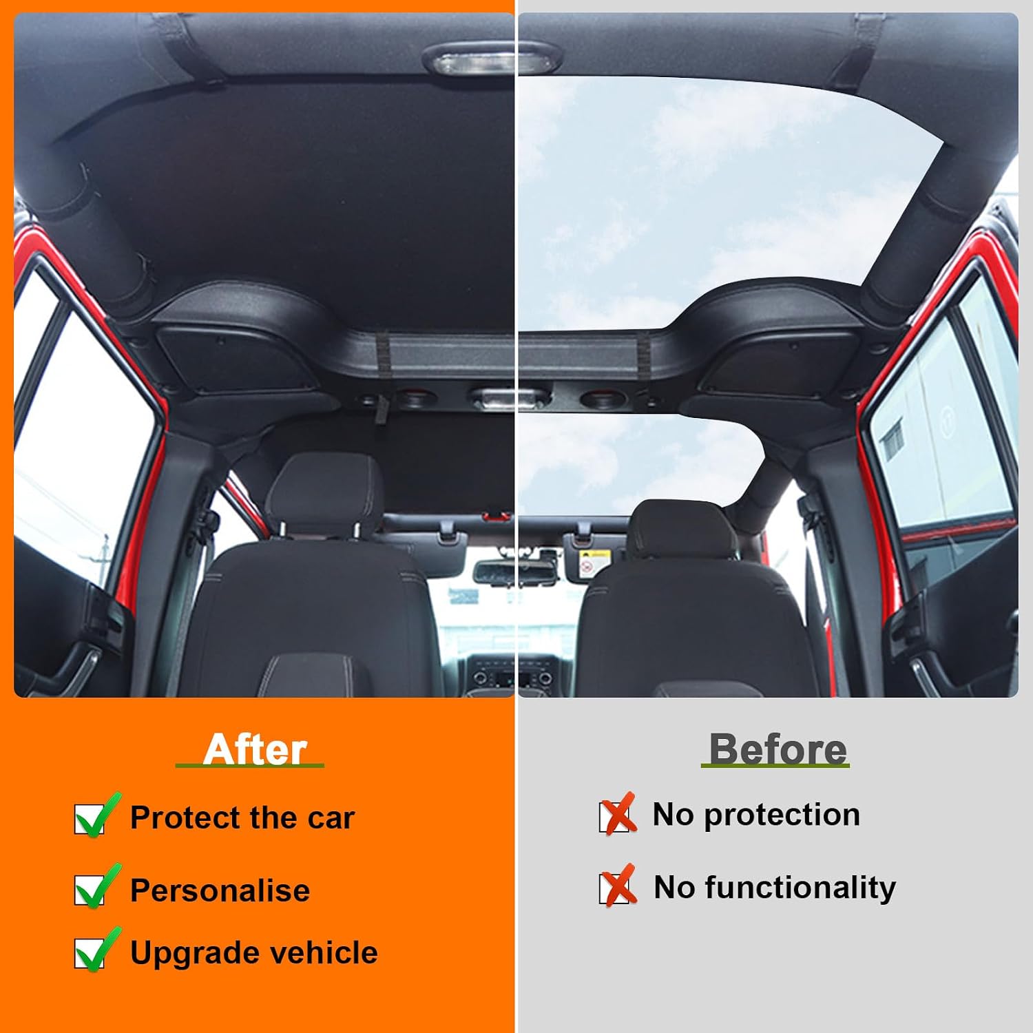 Bikini Top Roof Cover Full Length,Soft Washable Leather Sunshade Top Compatible with Jeep Wrangler JK JKU 2007-2018 4 Door, Anti-UV Wind Rain Resistant,94"×54"
