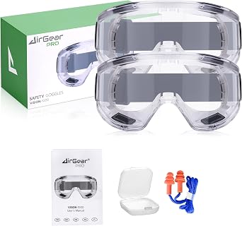 AirGearPro Vision-1000 Anti-Fog Safety Goggles | Anti-Scratch Clear Safety Glasses, Protective eyewear Ideal for DIY works
