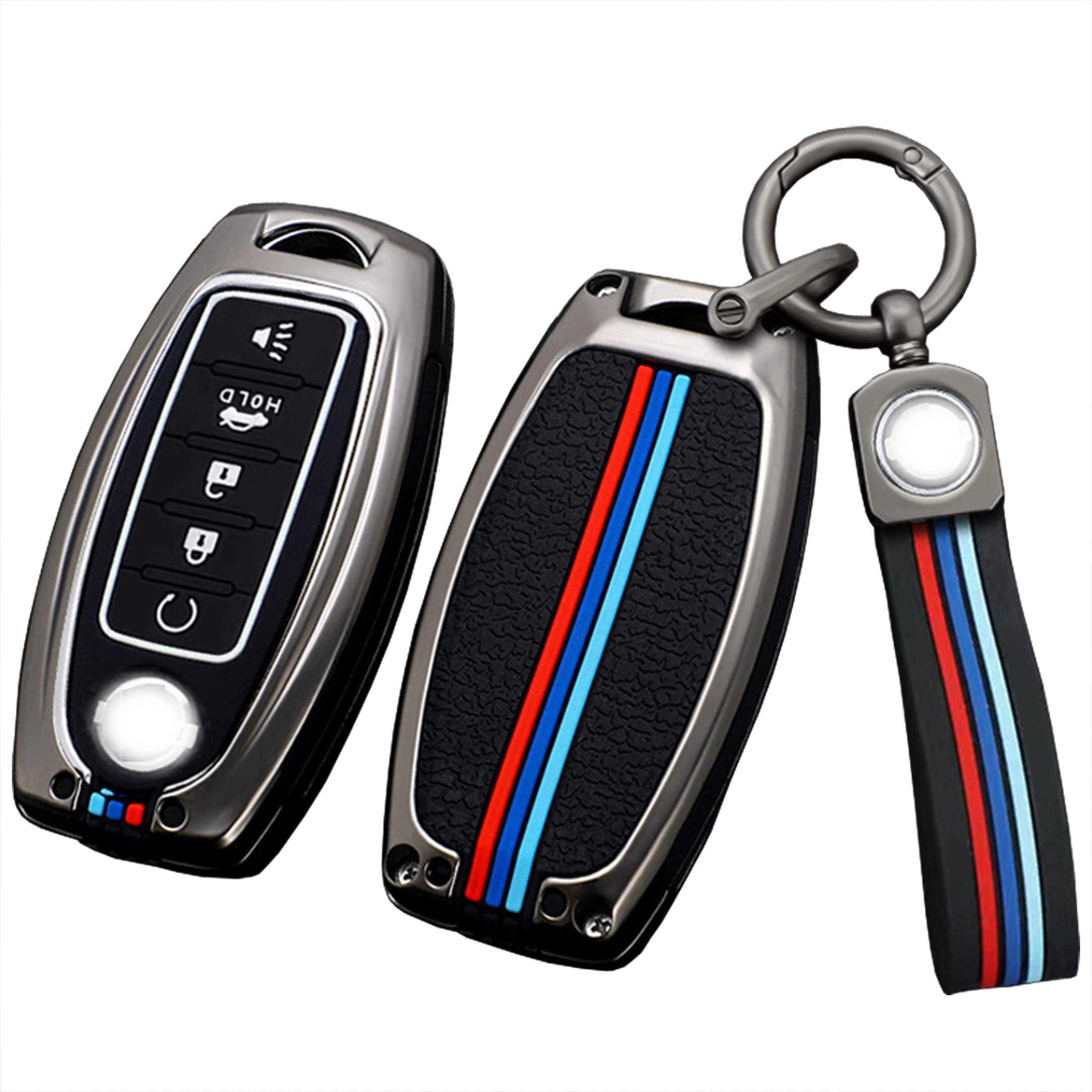 vol TTQK Key Case, Keychain, Metal Shell Cover compatible with Nissan, Loulan Tuda, Qashqai, Ethereal, Bluebird, Qi Jun, Livi, Qida 14th generation Xuanyi series Long buckle, Gunmetal