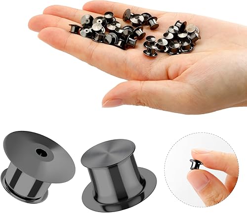 Miniatura 10 de Parte trasera de pasador de metal, cierres de pasador de bloqueo, 20 piezas de cierre de aguja, cierre trasero, abrazadera de cabeza plana, broche