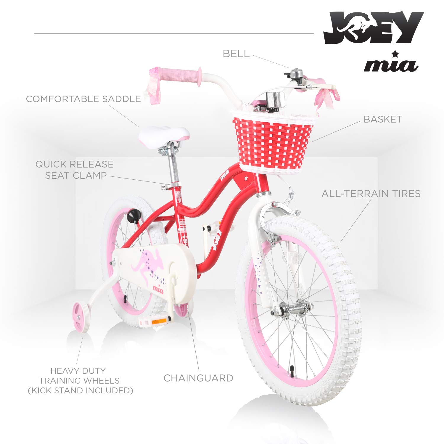 JOEY Mia 16 inch Kid's Bicycle, Pink, Children's Bike Sporting Goods