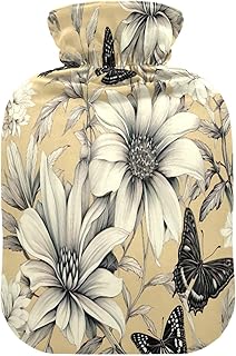 Wajiw Hot Water Bottle with Cover 2L Warm Water Bottle for Hot and Cold Compress Hot and Cold Therapies,Hand Feet Warmer,Vintage Flower