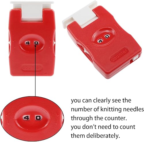 Miniatura 3 de AYLIFU Contador de punto 2 juegos de mini contador de ganchillo herramienta manual de marcado de punto rojo y rosa