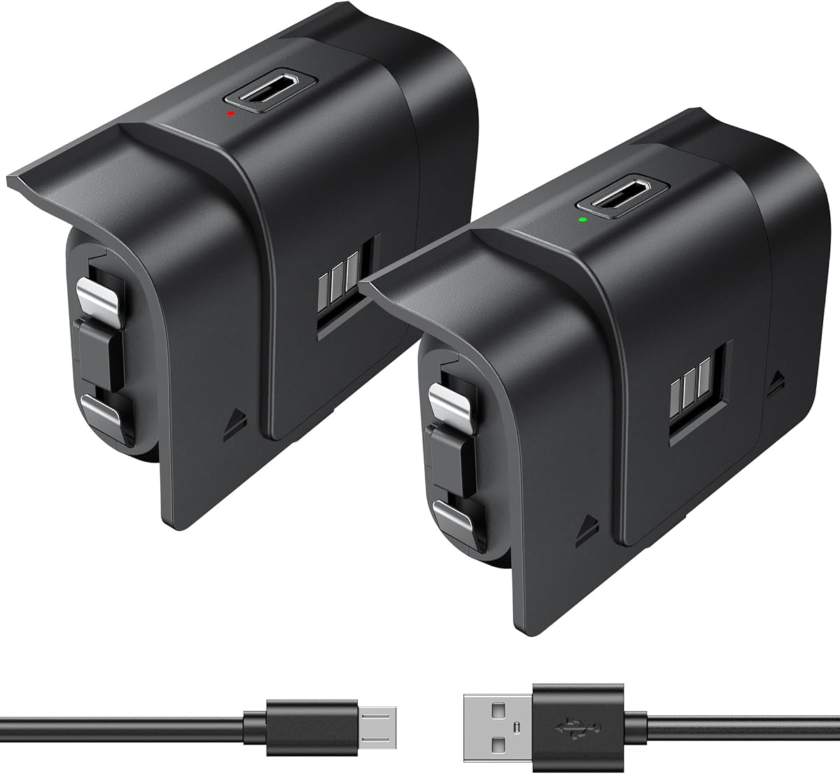 6amLifestyle Rechargeable Xbox Controller Battery Pack, Play and Charge Kit Compatible with Xbox Series X|S, Xbox One S X Elite Controllers,2 Pack NiMH Batteries with 4 Covers & Micro USB Cable, Black