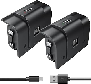 Xbox Controller Battery Pack 2-Pack, 40H Playtime 2.5H Fast Charge, Rechargeable Battery for Xbox Series X|S, Xbox One, Elite, Long Play & Charge Cable with 4 Covers