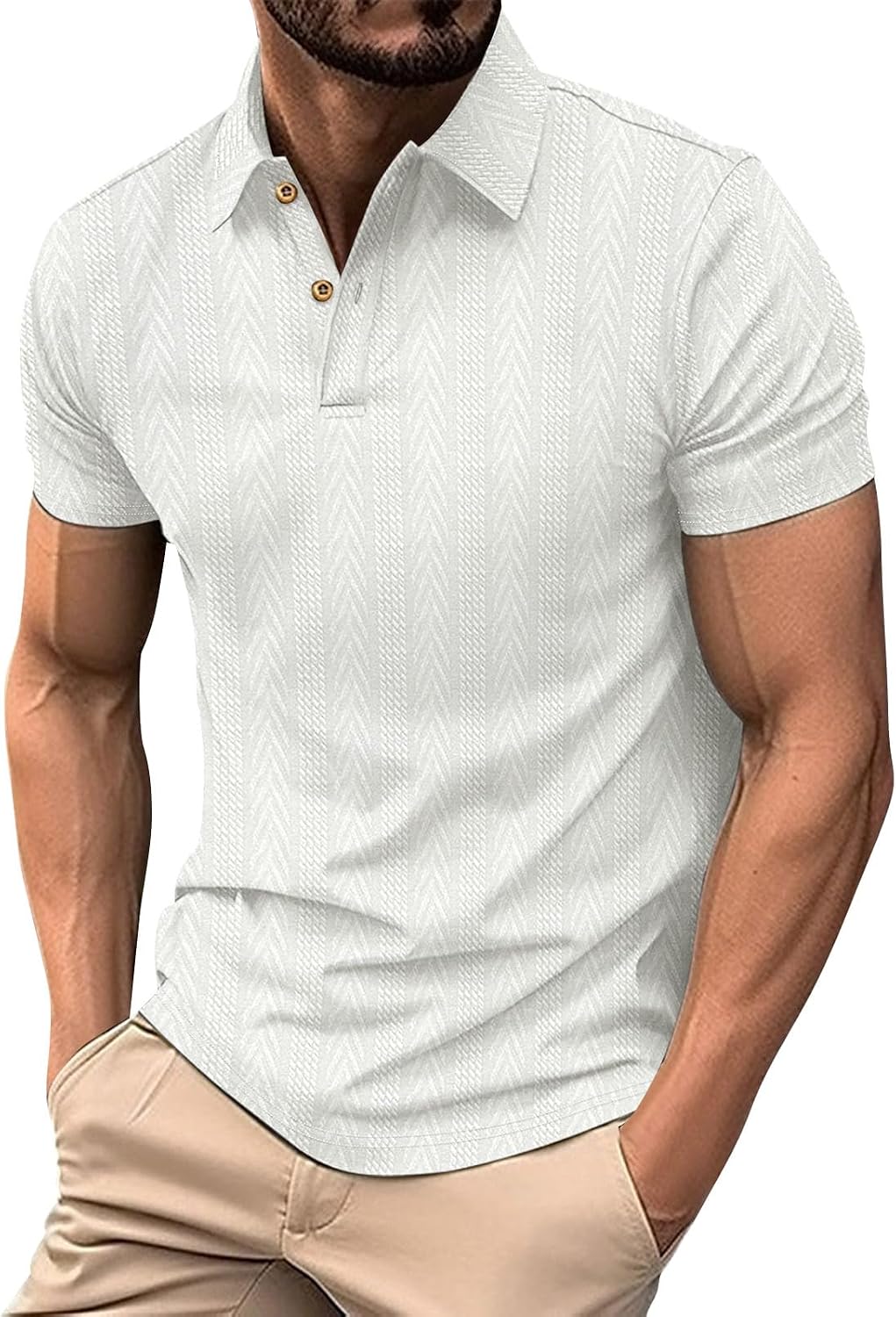 Ymosrh Men's Polo Shirts Short Sleeve Performance Business Casual Golf Collared Shirts, M-3XL
