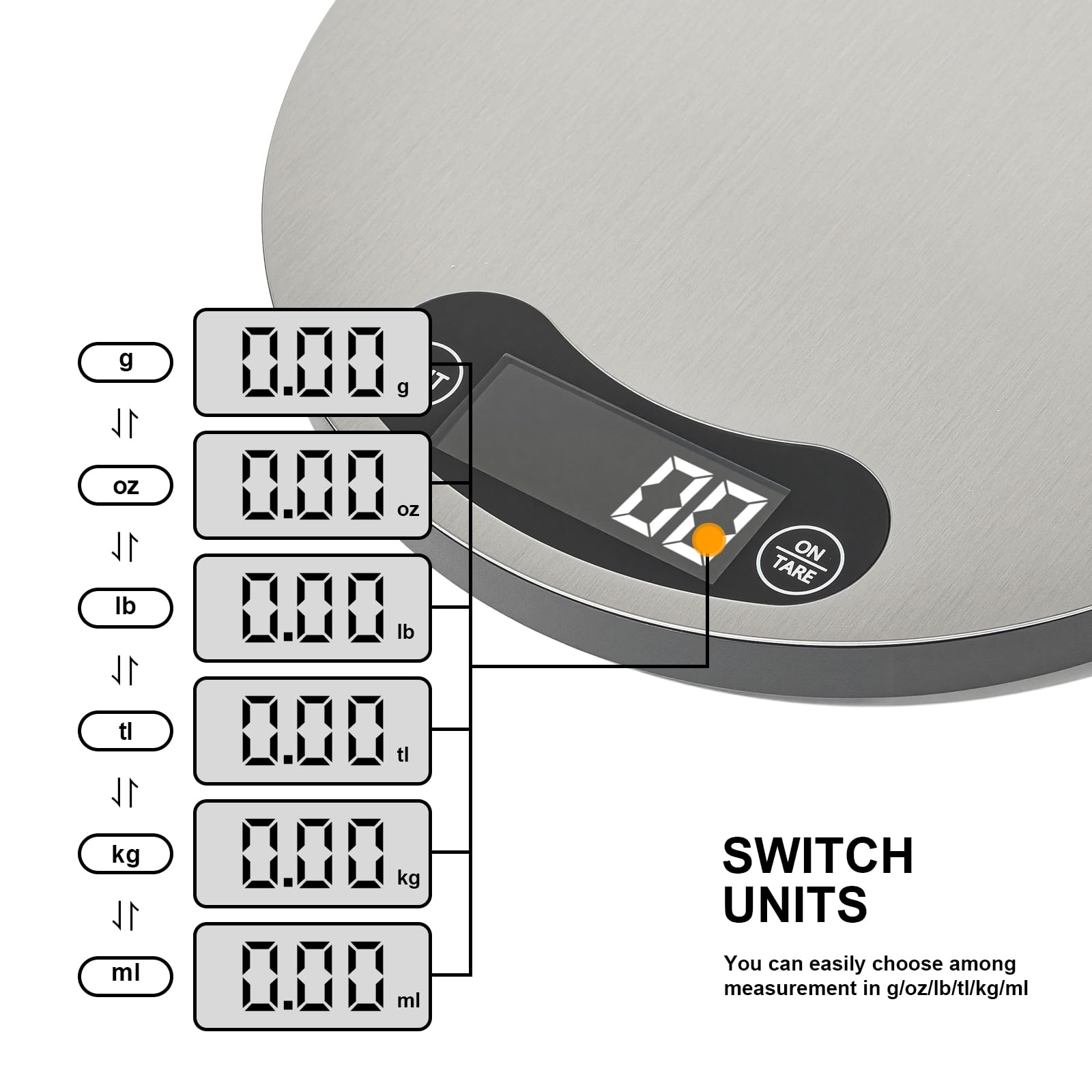 Báscula de precisión para alimentos de 1 g, pantalla LED de alta definición, báscula digital de cocina, acero inoxidable, utilizada para cocinar y hornear