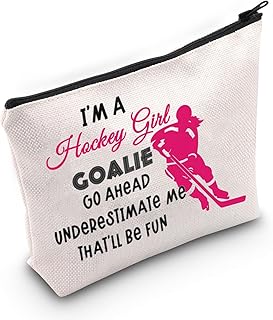 Hockey Player Gifts Field Hockey Makeup Bags Travel Bags Field Hockey Lover Gift Cosmetics Bag (CA Hockey Goalie Bag)