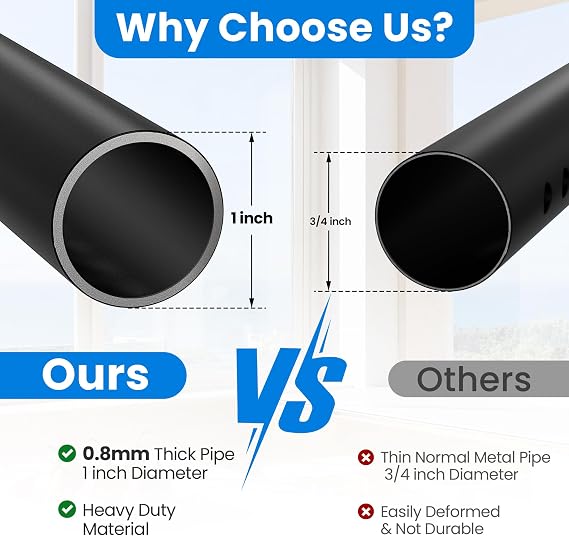 WooFog Adjustable(Short)Window Security Bars for Inside Windows, Window Safety Bars for Sliding/Vertical Windows, Window Guards for Home Security, Anti Theft Jammer Bars for(Small)Window -Black 4 Pcs