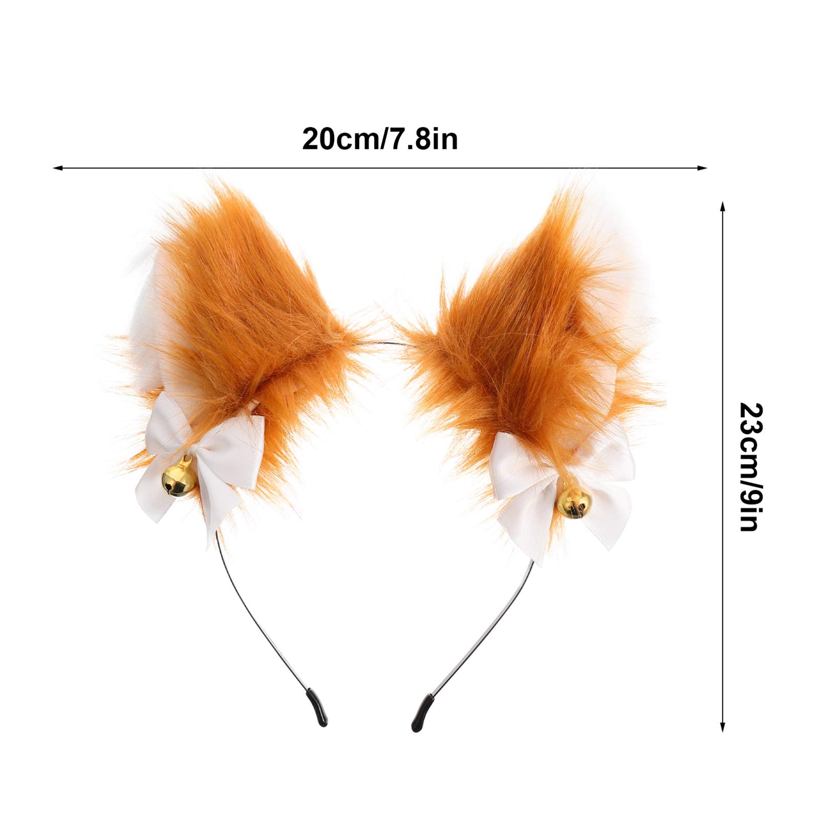 Long Cat Ears Anime Cosplay Fluffy Cat Ear Headband Hairband Cosplay Hair Hoop Plush Headband for Girls Women (Black, Orange) - Image 4