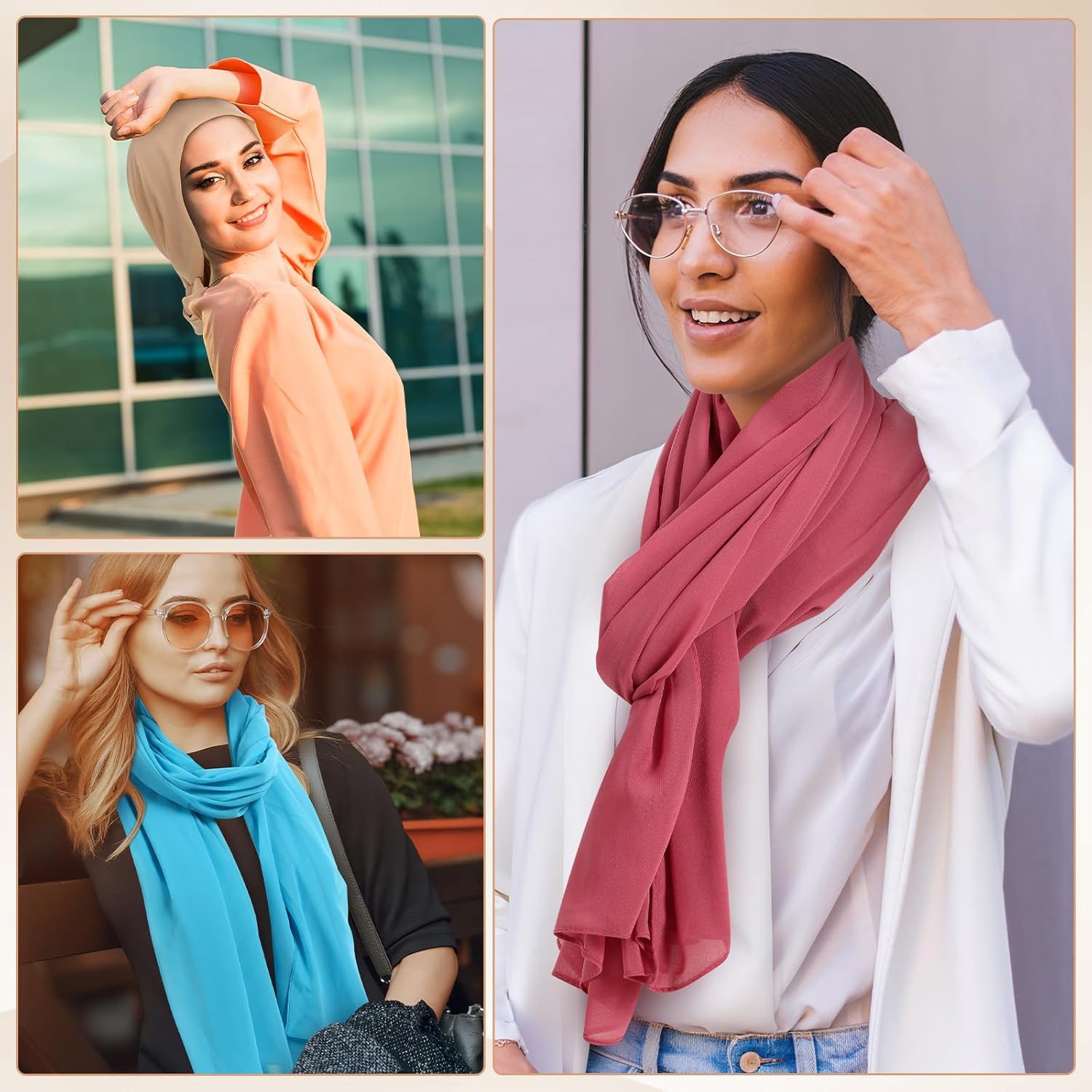36 Pack Chiffon Hijab Head Scarf for Women Solid Color Soft Chiffon Long Scarf Shawl Wraps for Women Muslim Lightweight Breathable, 36 Colors