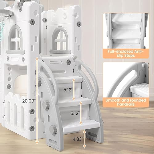 Miniatura 3 de GarveeLife Zona de juegos interior 8 en 1 para niños pequeños con tobogán juego de tobogán para bebés de 1 a 3 años, tobogán para niños incluye aro