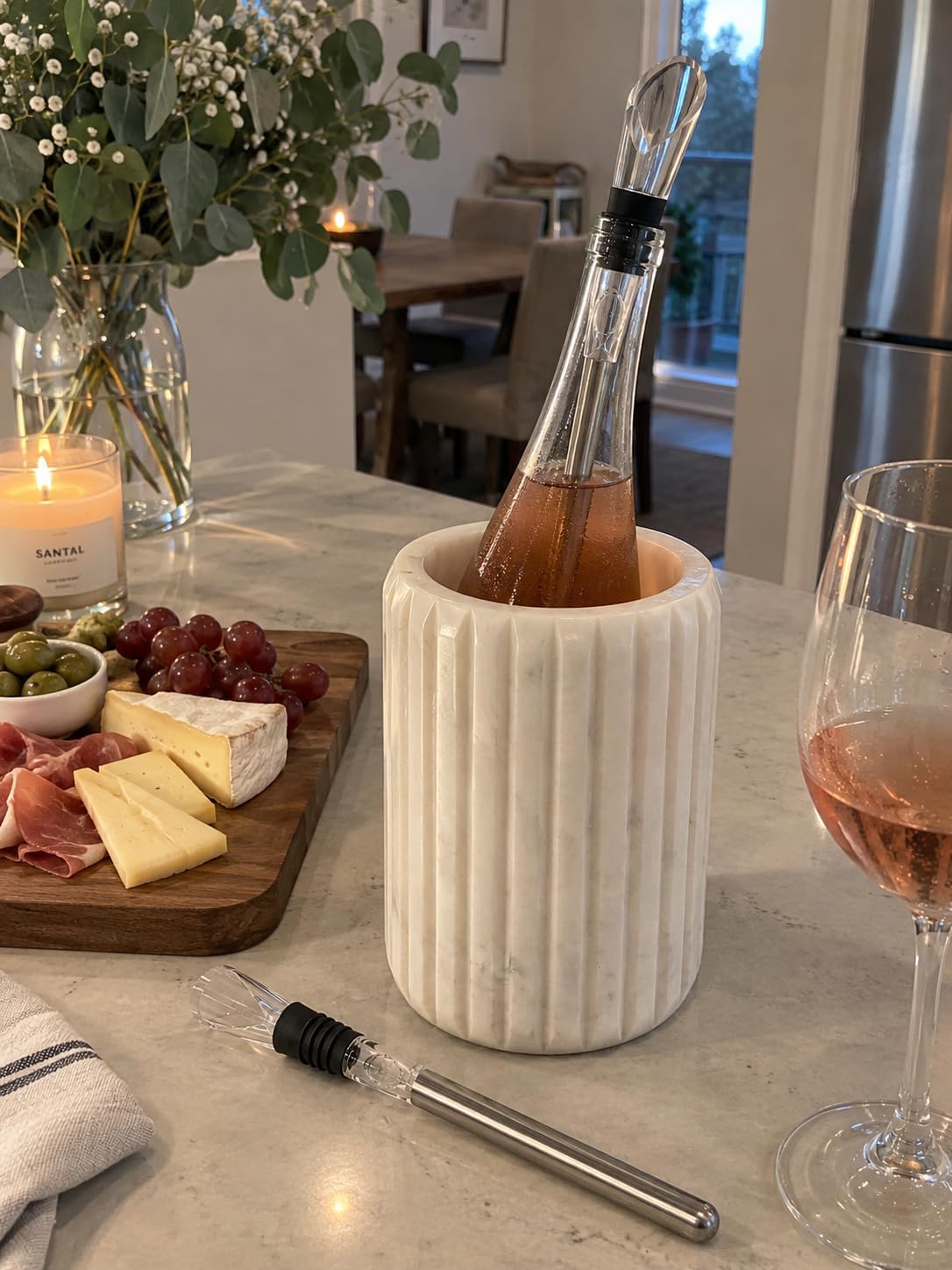 Marble Wine Chiller Bucket with Chill Rods, Cooler Bucket