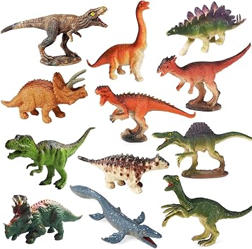 RUSON 12 Pcs Mini Dinosaur Animals Figures Toys، Realistic Dinosaur Playset Figurines Cake Topper Toy Set عيد الميلاد عيد ميلاد عيد الفصح البيض هدية لوازم للأطفال الصغار