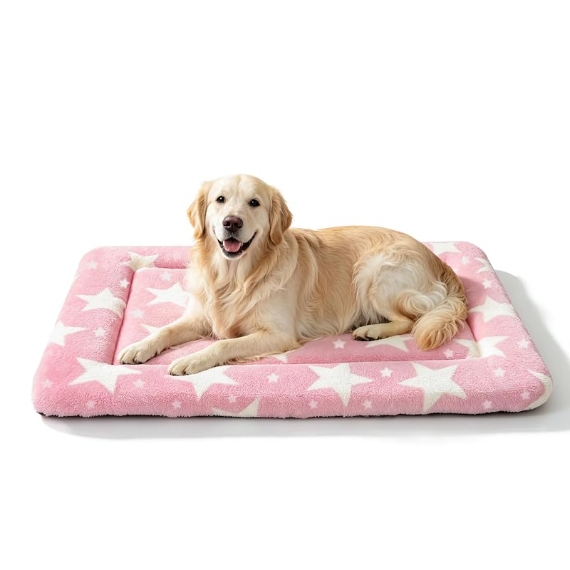 Tapete Reversível para Cama e Caixa de Cães em Espuma Lavável Fogkiss Big&Small Stars Pink 88,9 x 58,42 x 3,81 cm, 1 unidade