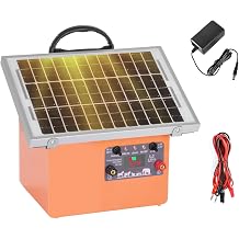 Solar Electric Fence Charger, 20 Miles 7.5W 0.5J for Livestock