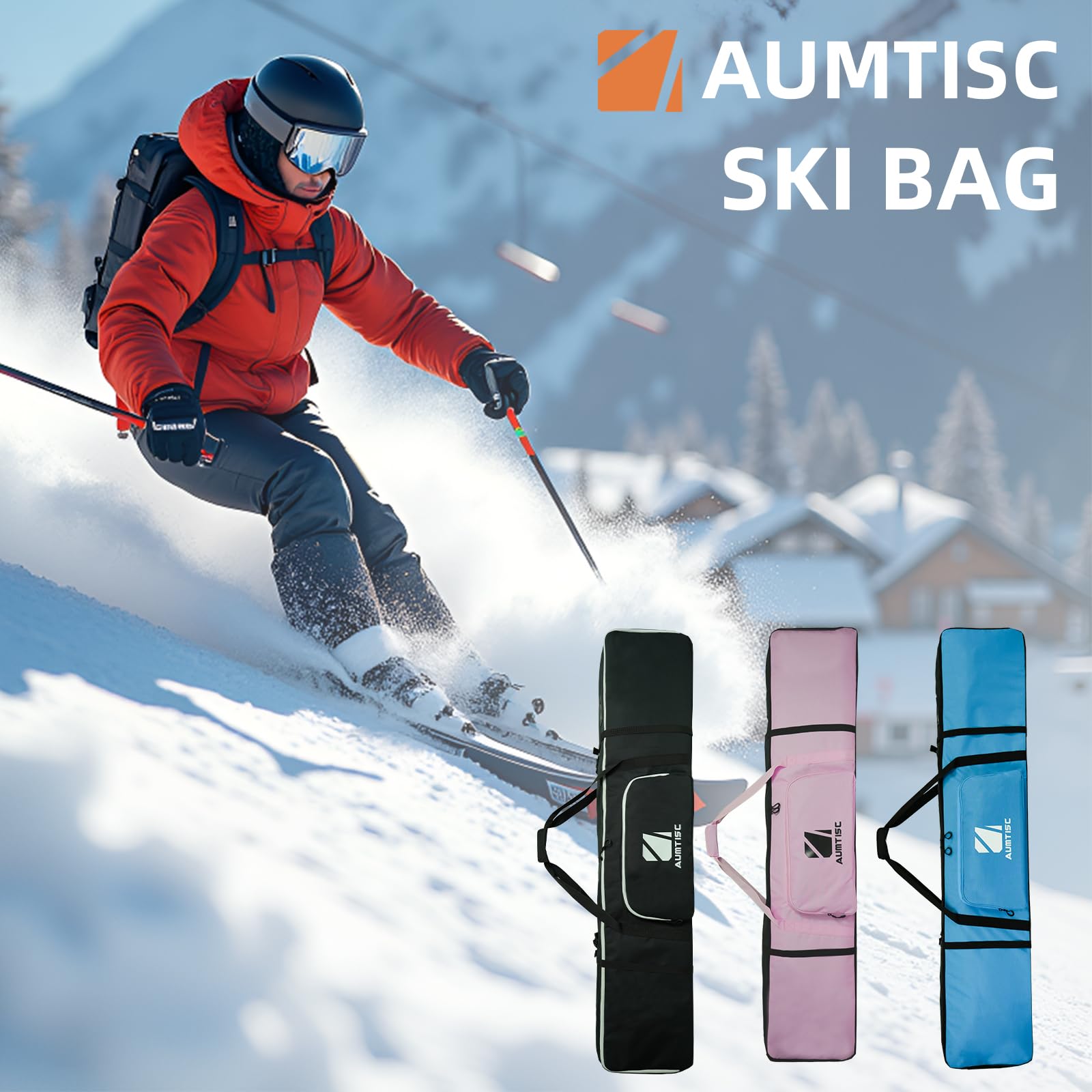 AUMTISC Bolsa de viaje para snowboard impermeable 155 cm azul