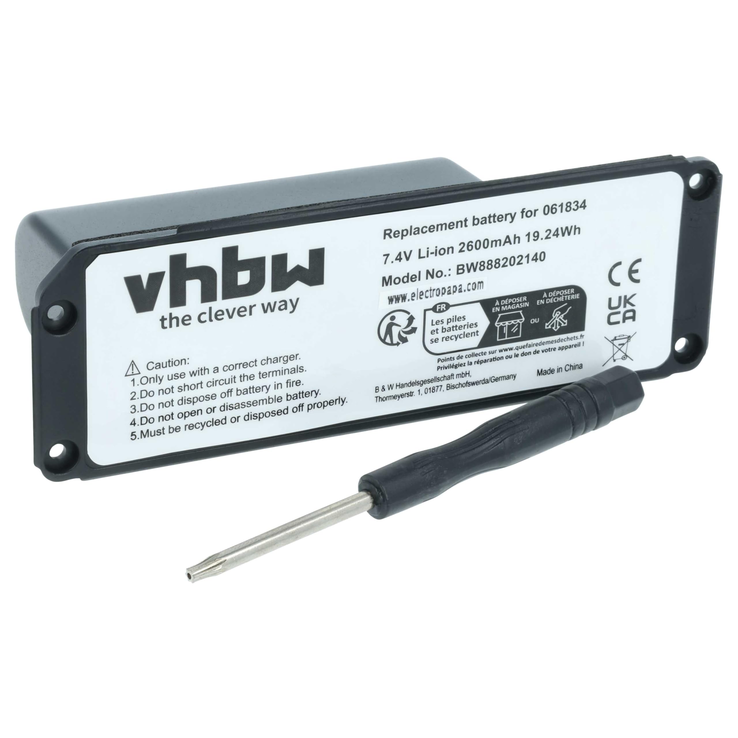 vhbw Bateria zamienna do Bose 061384, 061385, 061386, 061834 do głośników głośników głośników (2600 mAh, 7,4 V, litowo-jonowy)