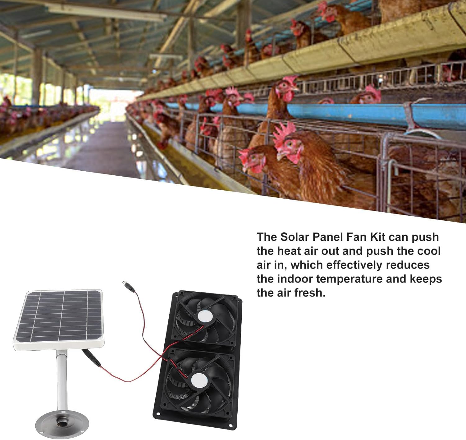 20W Solar Panel Exhaust Fan Kit, Dual Fan Aluminum Design for Chicken Coops and Greenhouses - Waterproof, Energy Efficient Ventilation, Easy Outdoor Installation
