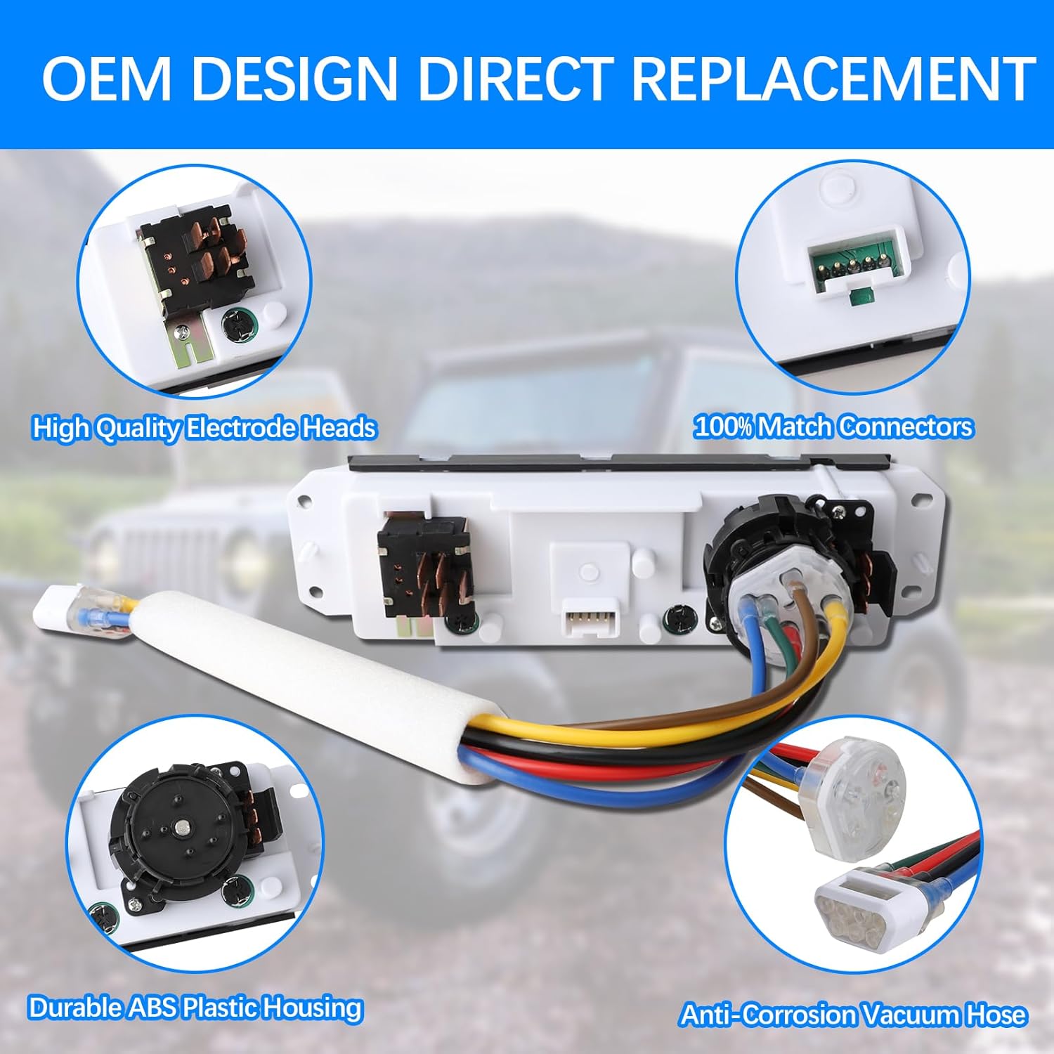 AC Climate Control Module Compatible with Wran-gler 1999-2006 AC Heat Control Panel w/Fan Speed Selector Right Hand Drive Replaces OE # 55037473AB HS-373 BL101 5312087