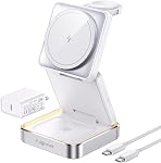 2026 Upgraded Wireless Charger 3 in 1, 15W Fast Foldable Wireless Charging Station with Light for Apple MagSafe, Compatible for iPhone 17/16/15/14/13/12 Apple Watch AirPods 3/2/Pro (20W Adapter)