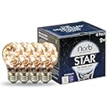 Norb NorbSTAR Decorative LED Filament Bulbs, Star-Filled A19 LED Lights for Indoor & Outdoor, Energy-Efficient, Warm White, Perfect for Weddings, Events, Patios, Bedrooms & Ambient Lighting (4-Pack)