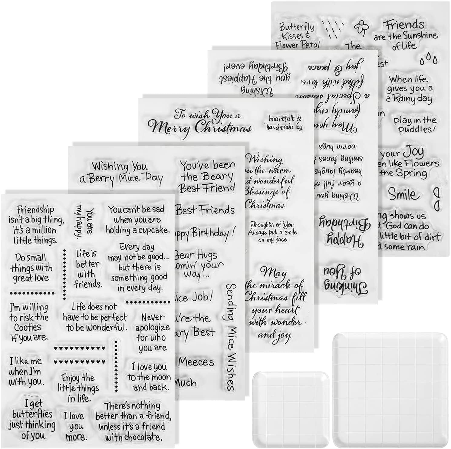 5pcs Friends Thinking of You Words Clear Stamp 2pcs Acrylic Stamp Blocks for Card Making Decoration and Scrapbooking