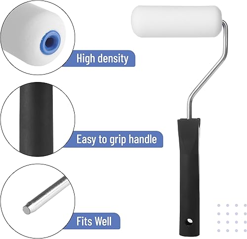 Miniatura 5 de Bates - Juego de rodillos de pintura de espuma de 4 pulgadas, 12 piezas, kit de rodillos de pintura pequeños, incluye 1 bandeja de pintura de