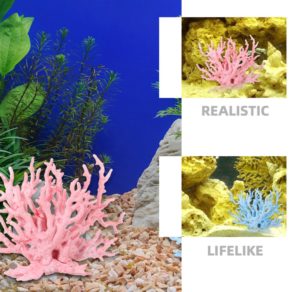 HANABASS 4 Pezzi Di Decorazioni Di Corallo Per Acquario Piante Acquatiche Finte Ornamenti Di Barriera Corallina Per L'arredamento Del Serbatoio Di Pesci Dell'acquario Paesaggistico