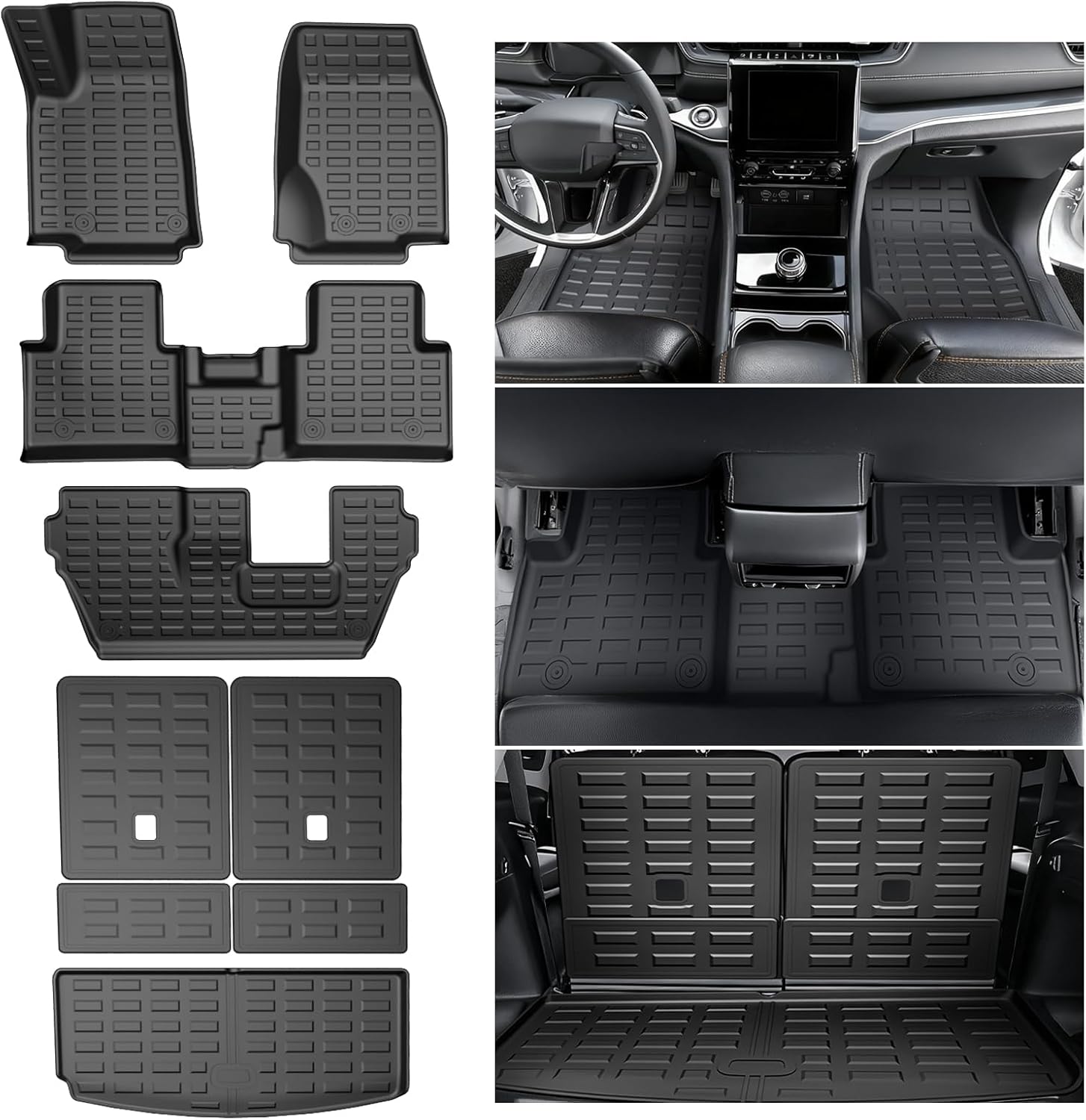 Floor Mats for Jeep Grand Cherokee L 2021-2025 (ONLY for 7 Seaters Without Center Console) All Weather Custom Fit Car Floor Liners Trunk Mat Rubber Car Mats Jeep Grand Cherokee 2021-2025