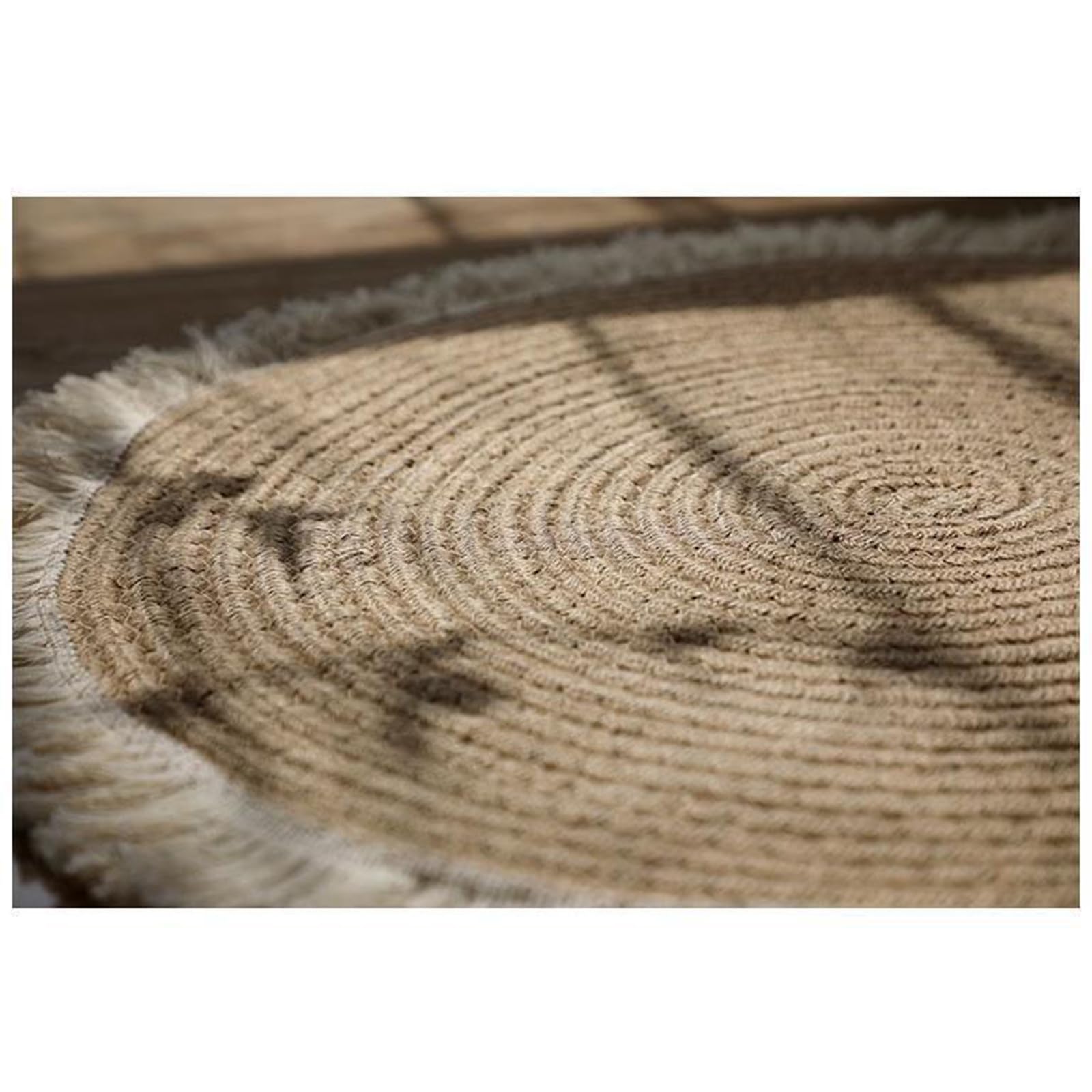 Okrągły Dywan, BawełNiano-Lniany Tkany Frędzel Naturalny Pleciony Boho OkrąGły Dywanik Do Wystroju Domu do Sypialni, Salonu, Pokoju Zabaw,Brown,45cm
