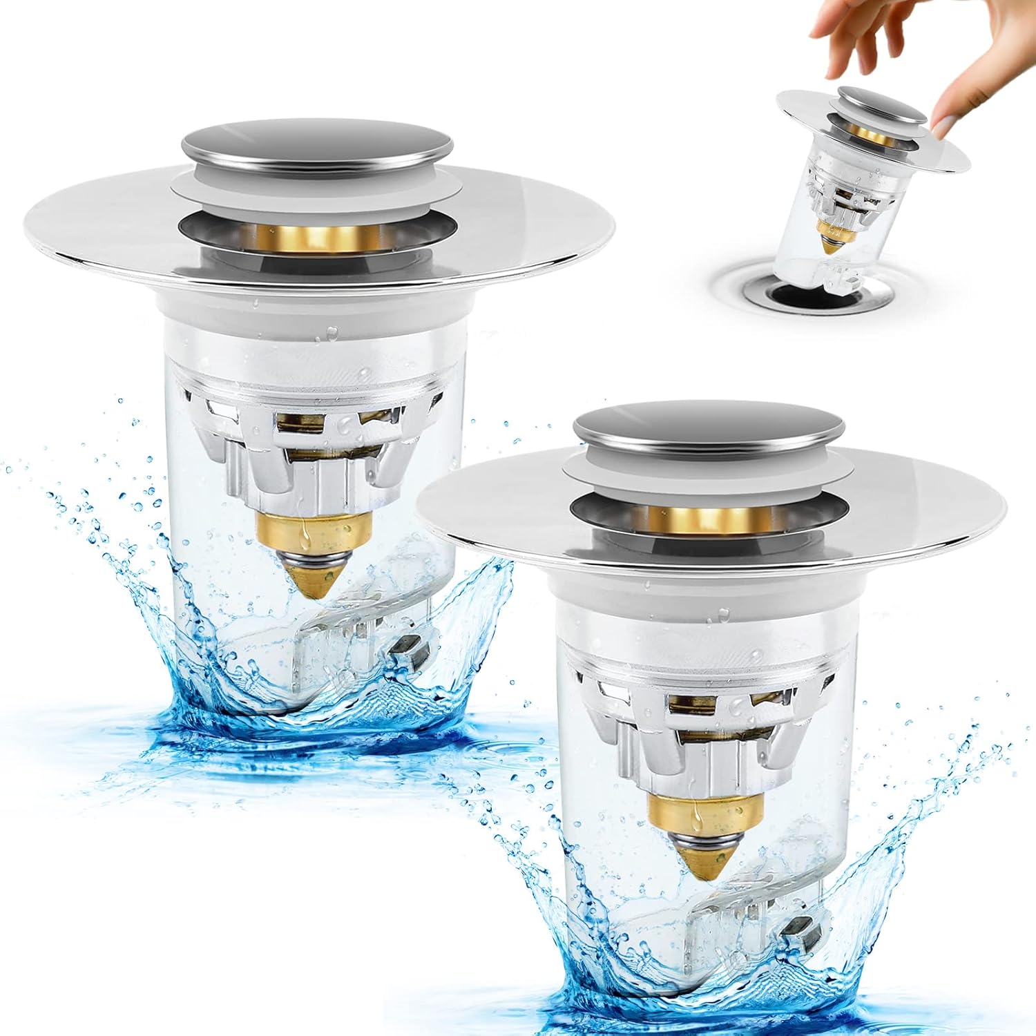 2 Pack Sink Plugs, zootop Pop up Sink Plugs with Drain Strainer
