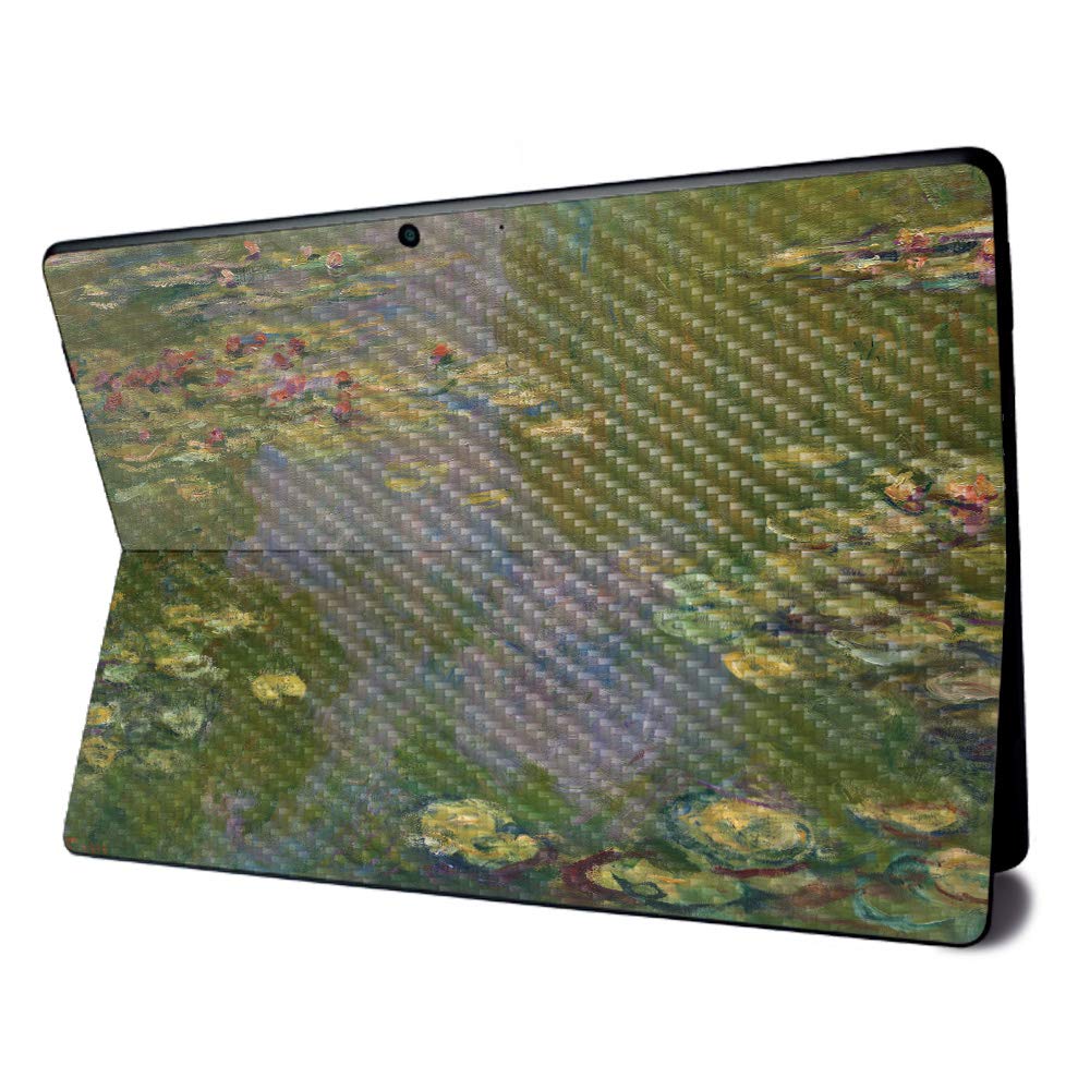 MightySkins Carbon Fiber Skin for Microsoft Surface Pro X - Water Lilies | Textured Carbon Fiber Finish | Easy to Apply, Remove, and Change Styles | Made in The USA
