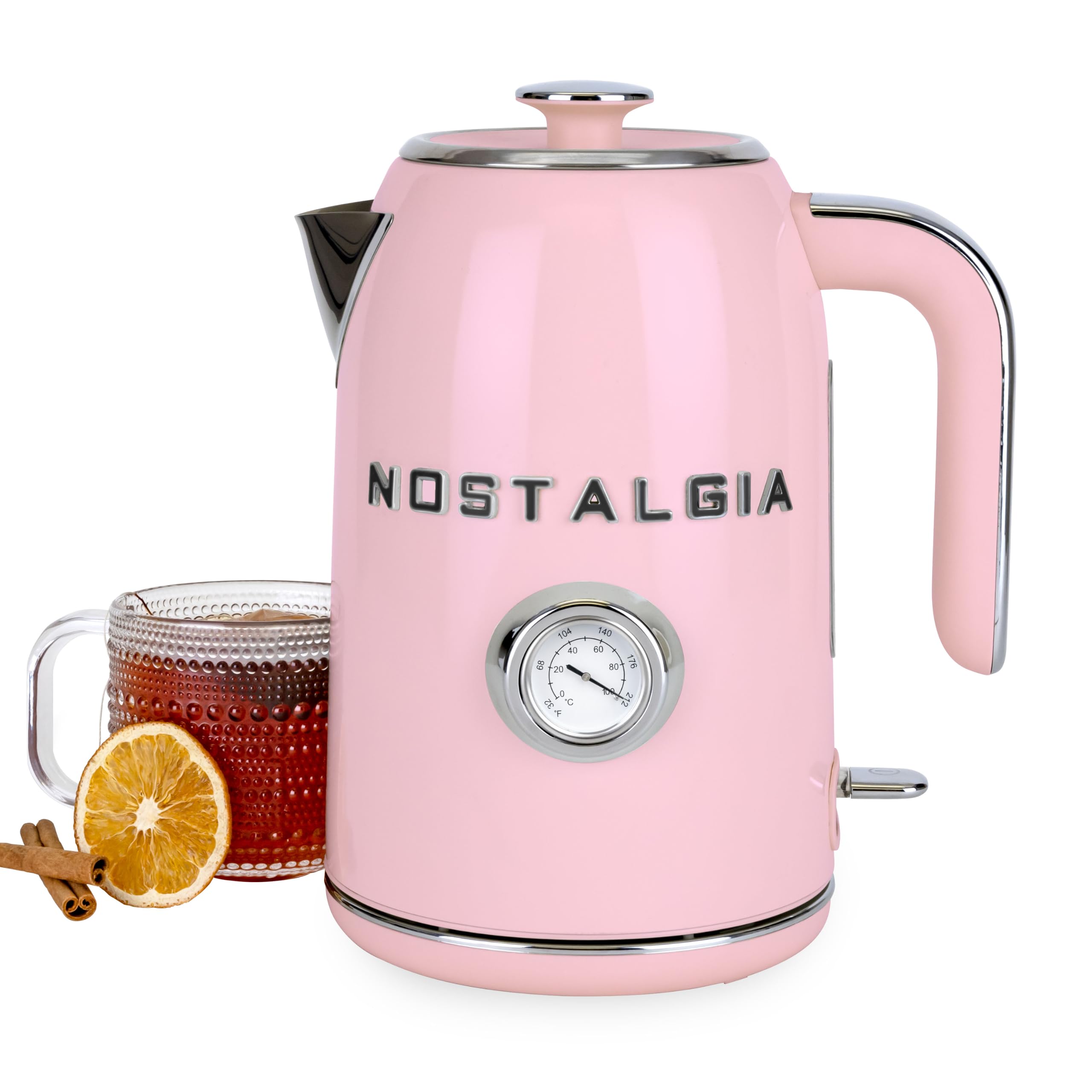 Nostalgia Retro Electric Kettle,1.7L Enamel-Coated Stainless Steel - Pink