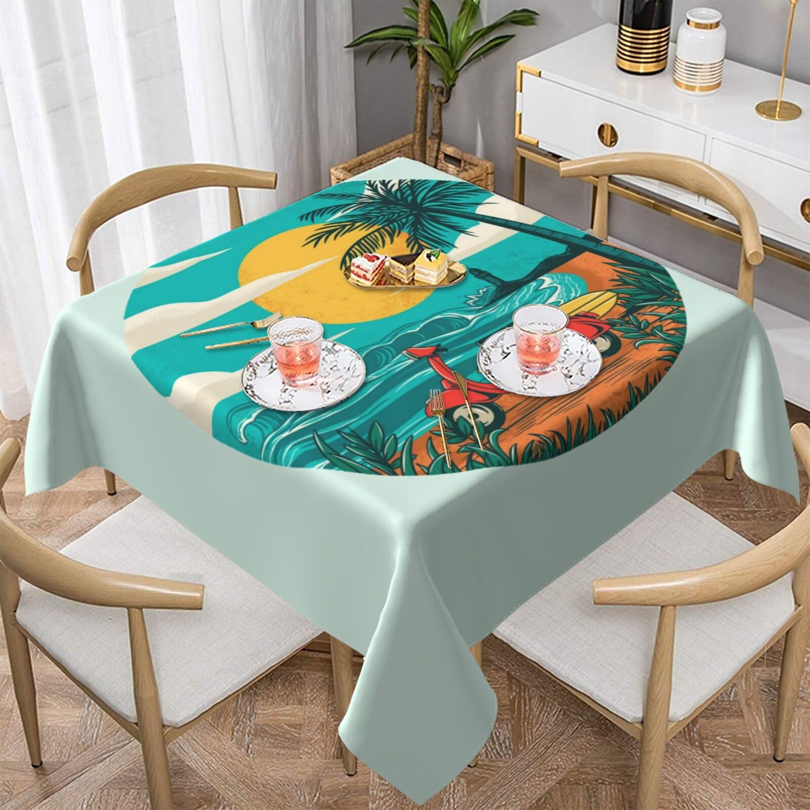 Nappe carrée palmier imperméable 152cm facile à nettoyer
