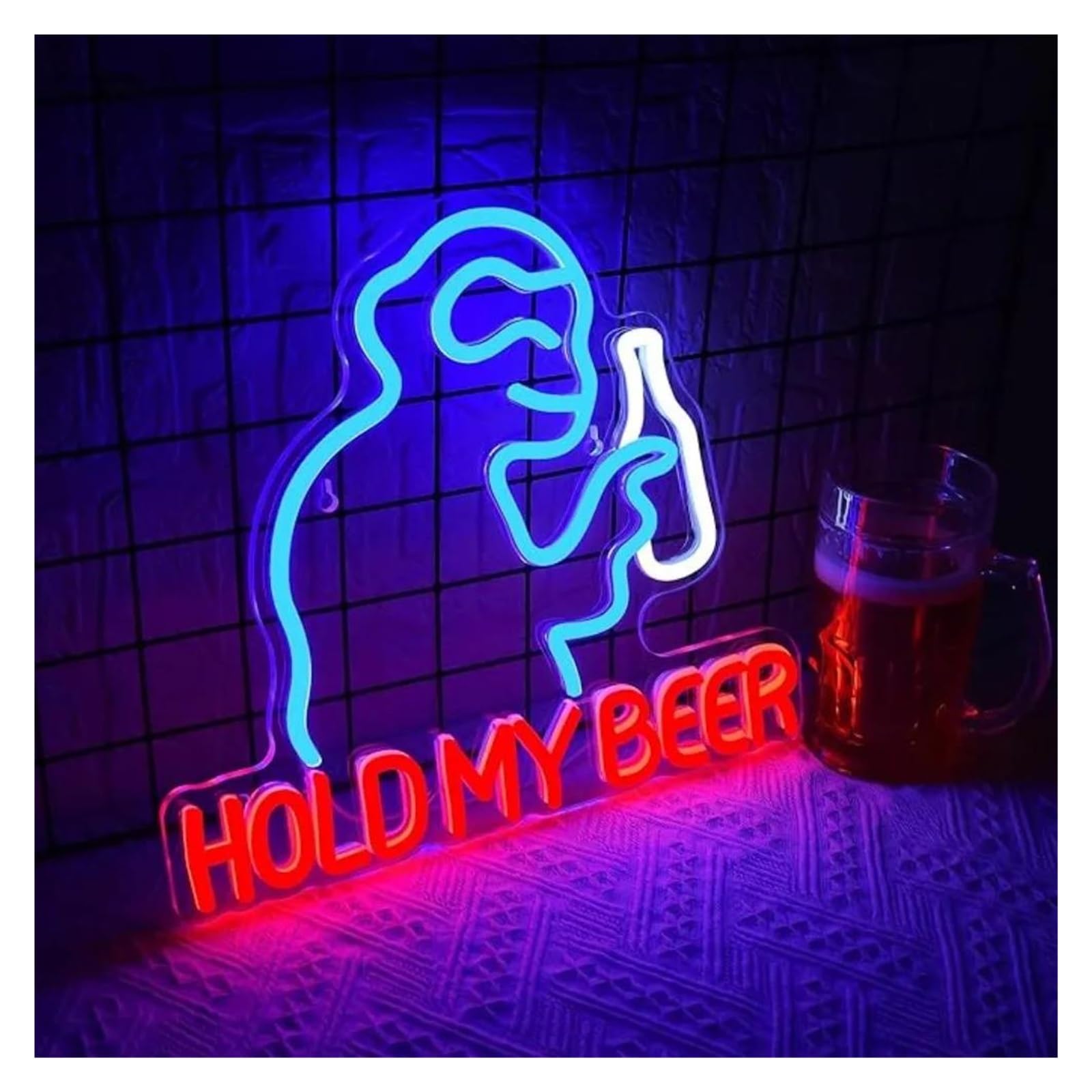 Decoración Lámparas Hold My Beer Letrero De Neón Bar Copa De Vino Luz LED Regulable USB Para Fiesta Club Restaurante Dormitorio Hogar Vacaciones Tienda Decoración 35cmx34cm