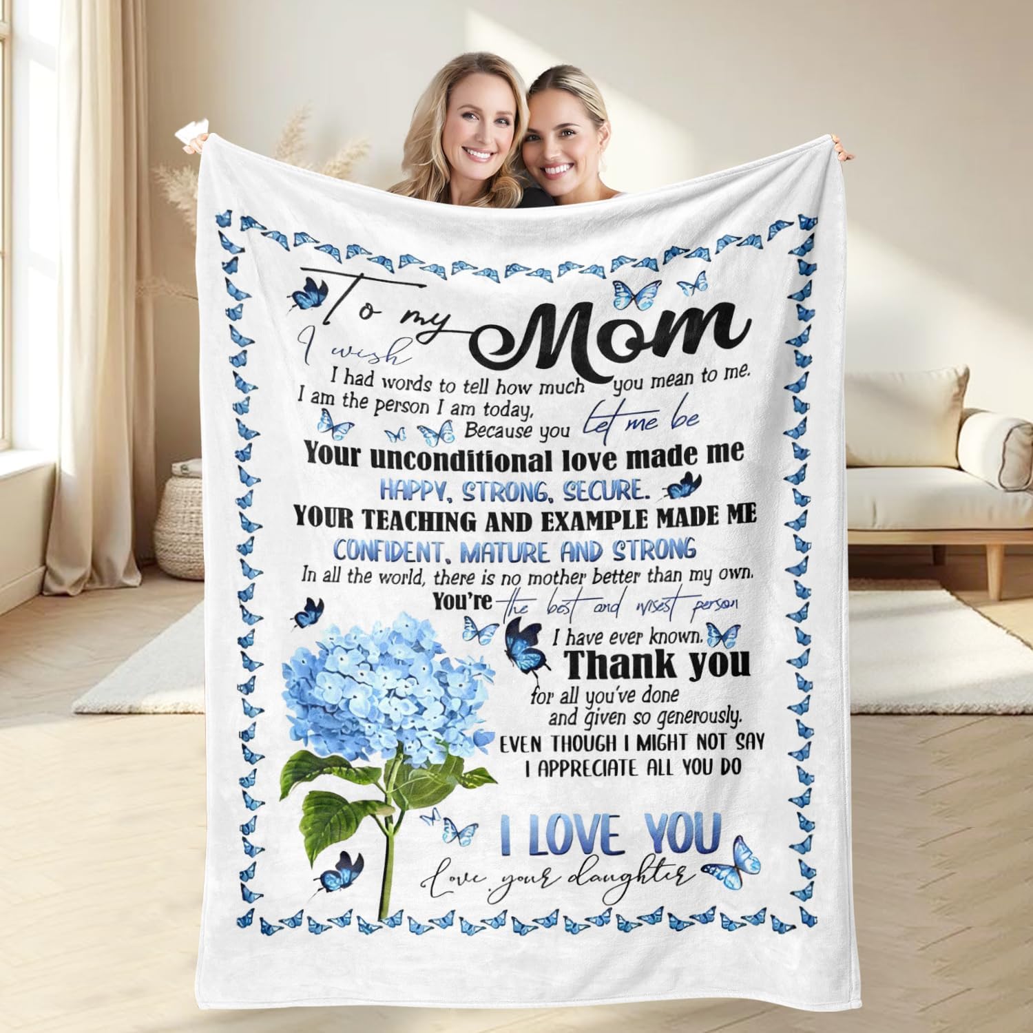 Mom Blanket Gifts from Daughter Son, Gifts for Mom Birthday Mothers Day Anniversary, Super Soft Cozy Flannel Throw Blankets for Bed Couch Sofa Car Travel Nap Blanket on All Seasons