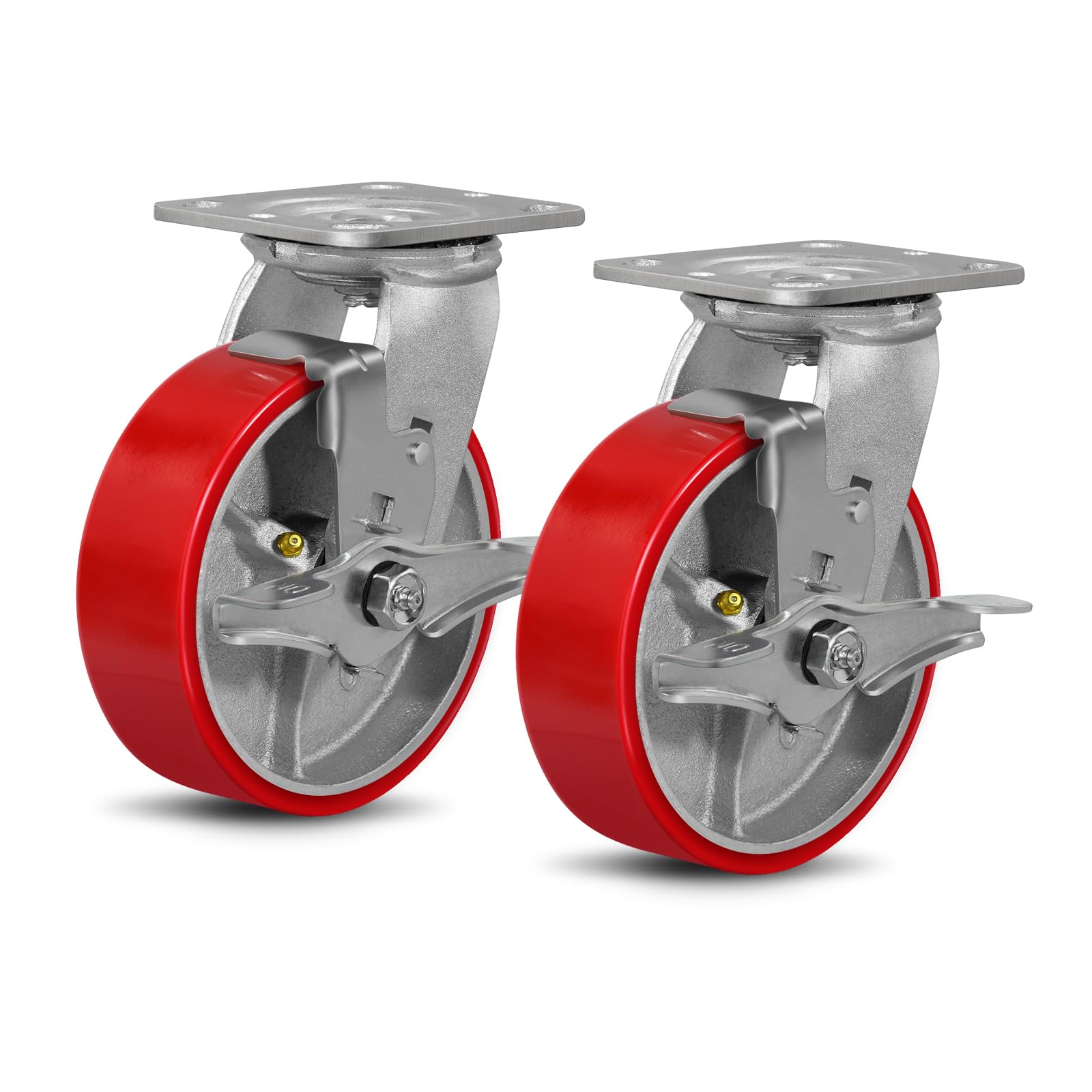 Heavy Duty Plate Casters - 4 Wheels, Brake & Swivel -9