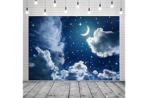 CORFOTO Moon Backdrop 7x5ft Blue Starry Sky Photography Background