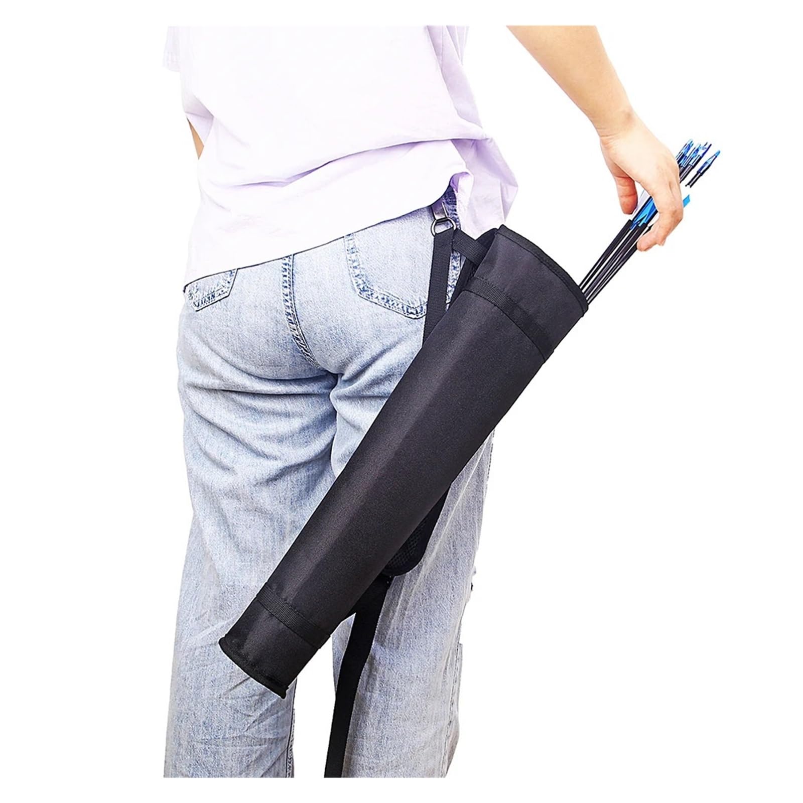 MRKU Borsa Porta frecce da tiro con L'Arco, Comoda e Regolabile, con Tubo per Il Trasporto a Tracolla o da Appendere in Vita, Ideale per la Pratica del tiro al Bersaglio.