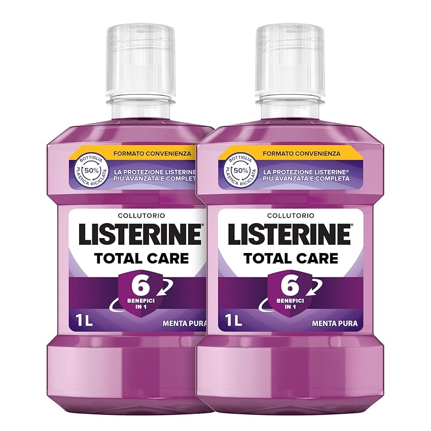 Immagine del prodotto LISTERINE Collutorio Total Care, Collutorio al gusto di Menta Pura, Collutorio con 6 benefici in 1 per una pulizia accurata e un'igiene orale completa, Confezione da 2 x 1 L