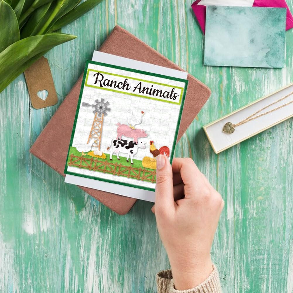 Farm Animal Cutting Dies Card Making Die Stencil Metal Card Die Cuts Scrapbooking Embossing Template Dies for Birthday Greeting Cards Craft Paper Photo Album Invitation Decor